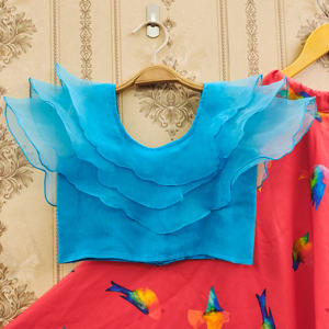 Lehenga Choli Infantil con Estampado de Pájaros de Shoryam Fashion |   Conjunto de Falda y Top con Volantes de Organza |   Vestido Indio Personalizado Hasta el Suelo de Secado Rápido - Product Image 2