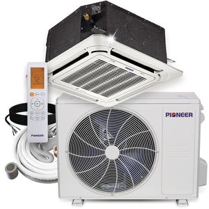 Système de climatisation mini-split cassette mince RTS 18 000 BTU 19,2 SEER2 8 voies, utilisation en extérieur, ensemble complet électrique 230V - Product Image 1