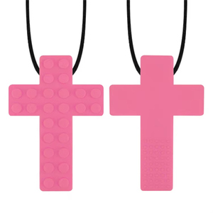 Mềm thực phẩm lớp an toàn Silicone cảm giác Chew mọc răng Đồ chơi hình chữ thập xây dựng khối Mặt dây chuyền bé Teether Vòng cổ - Product Image 5