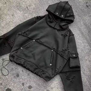 Sweat à capuche pour homme grande taille unisexe avec broderie de logo personnalisé 100% pull en molleton de coton pour l'automne - Product Image 5