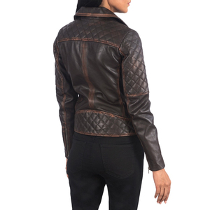 Veste en cuir véritable pour femme avec coupe décontractée, légère, écologique et imperméable, doublure en lin/nylon, design simple et propre - Product Image 5