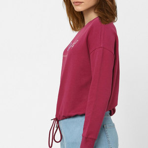 Derniers sweats oversize à épaules tombantes pour femmes pullover à manches longues polaire épaisse automne hiver vêtements à l'avant prix de gros - Product Image 3