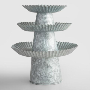 Rustic Galvanized Metal Cake <b>Stand</b>, <b>Cupcake</b> <b>Stand</b> Rustic Round Dessert - Product Image 5