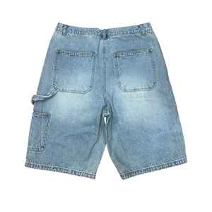 Shorts en jean vintage d'été personnalisés pour hommes, streetwear, fermeture éclair, bleu clair, denim brut de haute qualité, ourlet brut - Product Image 6
