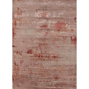 Tapis Uvenuti à motifs abstraits noué à la main en laine et soie de bambou rose et violet -LRB-5003 pour usage domestique - Product Image 1