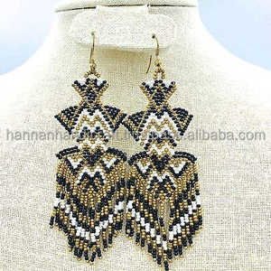 Valentine's Day Classic Ethnic Seed Bead Heart Shape Acrylic <b>Resin</b> Handmade Earrings From India for Women and Girls - Product Image 3