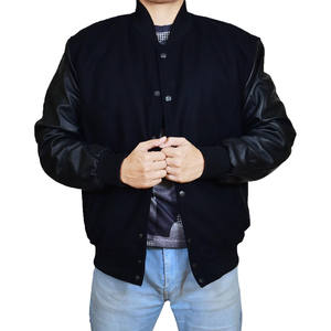 College Baseball Meilleure Vente Personnalisé Haute Qualité Corps En Laine Manches En Cuir Véritable Letterman Bomber Varsity Veste pour Hommes - Product Image 4