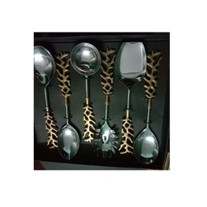 Ensemble de couverts élégants en acier inoxydable avec vernis miroir pour la cuisine Ensemble de 6 couverts de service à salade en métal de taille personnalisée pour la maison - Product Image 1