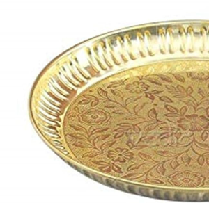 Bandeja de servicio de latón pesado de calidad superior y bordes elegantes para eventos de boda y servicio de comida para exportación para suministro al por mayor - Product Image 5