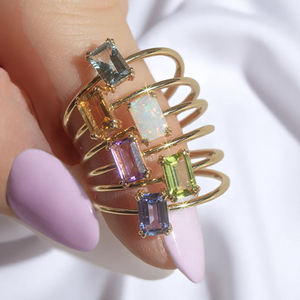 Anillo Baguette de zafiro azul de plata de ley, joyería, banda lisa, venta al por mayor, anillos de piedras preciosas personalizados para mujer - Product Image 5