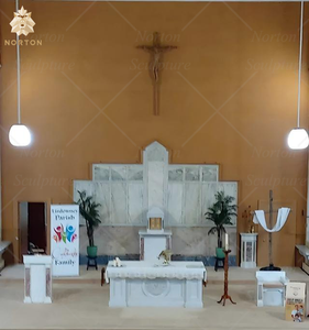 Prix pas cher grand marbre blanc sculpté à la main sainte église articles religieux autel crème pierre cathédrale Tabernacle décor Statues - Product Image 5