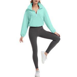 Sudadera Corta con Media Cremallera para Mujer, Sudadera Estética con Hombros Caídos, Nuevo Estilo, Suave, Ropa Deportiva, Sudadera de Invierno - Product Image 6