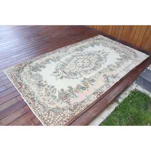 Vintage 4x7 ft Rug, Turkish Rug, <b>Brown</b> Oriental <b>Wool</b> Rug - Product Image 2