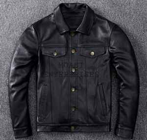 Chaqueta de piel de vaca personalizable de alta calidad Logo Estilo vintage Tela vaquera Liso teñido Cremallera Invierno Servicio OEM disponible - Product Image 2