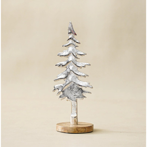 Décoration de maison de vacances en métal argenté moderne et festif Sculpture de table en fonte d'aluminium Base en bois Cadeau artisanal en métal écologique - Product Image 5