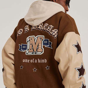 แจ็คเก็ตวาร์ซิตี้ผู้ชายคุณภาพพรีเมียมสำหรับฤดูหนาว ปักลายเชนิลล์ คอตั้ง โลโก้ด้านหน้า ปรับแต่งได้ บริการ OEM - Product Image 4