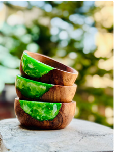 Juego de tazones de madera y ensalada de resina de diseño Vintage de ríos pequeños Acabado de resina epoxi único Técnica personalizada - Product Image 2