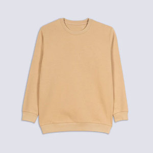 Sudadera Unisex de Cuello Redondo, Color Sólido, Tejida, Corte Regular, Informal, Manga Larga, Beige - Product Image 6