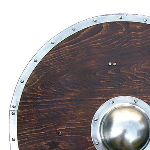 Bouclier Viking en Acier Damas Fait Main, Personnalisable OEM, Lame en Acier à Haute Teneur en Carbone, Manche en Cuir, Autodéfense, Style Historique - Product Image 6