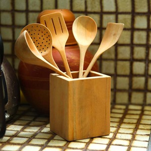 High-grade Bamboo/Acacia Kitchen Set of 5 Rust Proof and Durable Kitchen Utensil Set Wooden <b>Table</b> <b>Spoon</b> Spatula - Product Image 2
