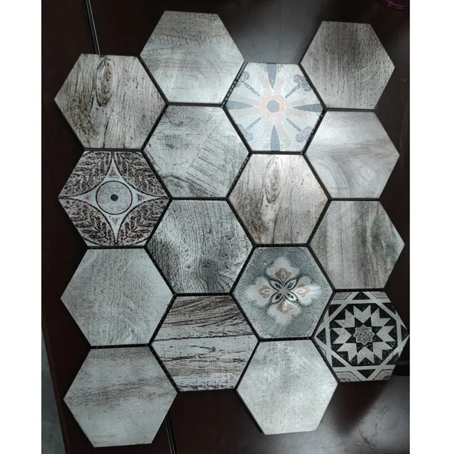 Europe beau motif d'impression hexagonal en acier inoxydable métal aluminium mosaïque pour la décoration murale intérieure