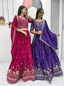 Lehengha choli de couleur violette le plus vendu en fil emberodary avec du tissu de chinon pour les festivals de mariage et les occasions de fêtes - Product Image 6