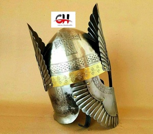 Ailes médiévales armure casque métal gravure laiton montage templier Viking casque - Product Image 2