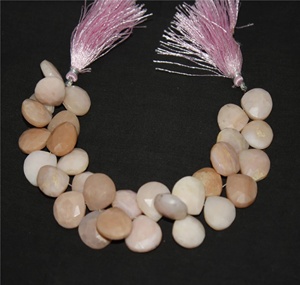 Cuentas de piedras preciosas de ópalo Rosa natural, cuentas facetadas en forma de corazón, cuentas hechas a mano para pulsera, fabricación de joyas - Product Image 1