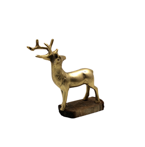 <b>Christmas</b> Decorative Aluminum <b>Reindeer</b> W/Wooden Base for Table Top Decoration Brass Plating Handmade Customized in Bulk - Product Image 5