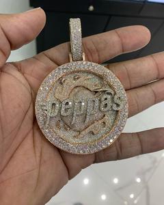 Ice Out Round Cut VVS Moissanite Diamant Pendentif Hip-Hop Bijoux Pendentif Cadeau De Mariage Pour Hommes En Argent Sterling 925 - Product Image 3