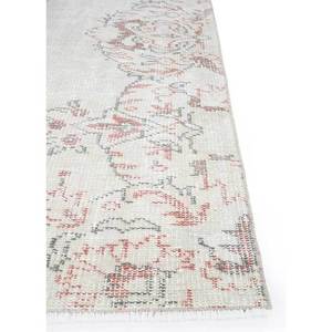 Tapis en laine noués à la main vintage ivoire Pae-1570 pour la maison - Motif médaillon rectangulaire abstrait pour salon, couloir, entrée - Product Image 4