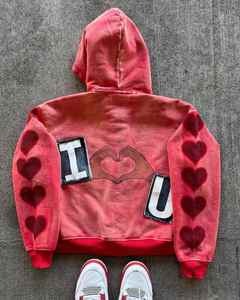 OEM Mens <b>Acid</b> <b>Washed</b> Zip Up Tracksuit Heavyweight Hoodie & Pants with Applique Embroidery - Product Image 5