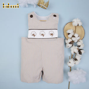 Peto corto sin mangas de algodón con estampado floral y tela seersucker para bebé niño con cierre de botones a presión - BB1677 (Certificado OEKO-TEX) - Product Image 3