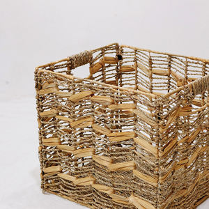 Cesta Rectangular Ecológica de Jacinto de Agua con Asas Perforadas, Caja Organizadora Hecha a Mano - Product Image 4