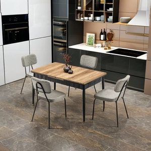 Elegante y Moderno Juego de Comedor de 1 Mesa y 6 Sillas con Acero Inoxidable para Mejorar la Cocina y la Villa - Product Image 1