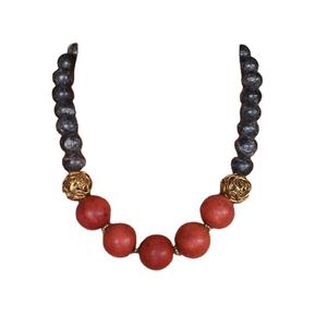 Wood Design Based Stylish Handmade Resin Beaded <b>Statement</b> <b>Necklace</b> Artificial Costume Jewelry - Product Image 4
