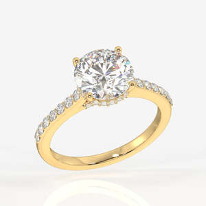 Anillo con Halo Oculto de Diamante Moissanite de Corte Redondo en Oro de 9K, Elegante y con Estilo - Product Image 3