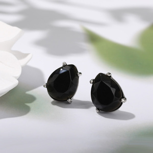 Pendientes de Moda Jeulia New Beginnings con Forma de Pera y Ágata Negra Natural - Product Image 3