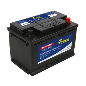 Haute qualité 12V75Ah <span class=keywords><strong>batterie</strong></span> automatique sans entretien marques de vente chaudes avec <span class=keywords><strong>batterie</strong></span> de <span class=keywords><strong>voiture</strong></span> noire DIN 75 état neuf - Product Image 1