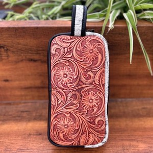 Neceser de viaje occidental personalizado con cremallera de cuero genuino para mujer Kits Dopp - Product Image 3