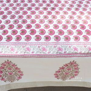 Mantel estampado floral de lona de algodón indio, 4 plazas, 6 plazas y 8 plazas - Product Image 5