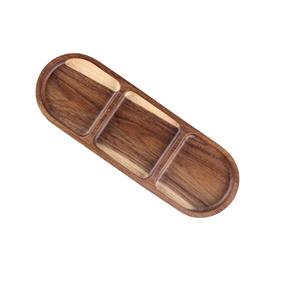 Assiette ovale en bois divisée en 3 compartiments, écologique, artisanale, moderne, logo personnalisé pour la maison/la cuisine - Product Image 6
