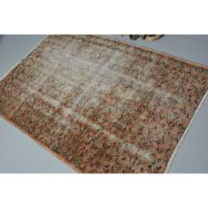 4x5.7 ft Rug, Turkish Rug, Vintage <b>Brown</b> <b>Wool</b> Persian Rug - Product Image 4