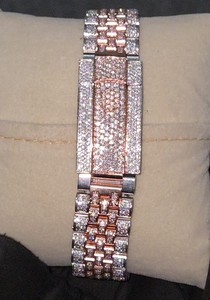 นาฬิกาธุรกิจสุดหรูสำหรับผู้ชาย ประดับเพชร สายสีโรสโกลด์และสีเงิน นาฬิกาข้อมือโครโนกราฟ ระบบอัตโนมัติ พร้อมวันที่ ระบบควอตซ์ระดับพรีเมียม สไตล์ฮิปฮอป ของขวัญสำหรับเขา - Product Image 5