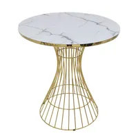 Table basse en marbre au Design Antique avec finition en fer or, cadre rond, Table basse pour la maison