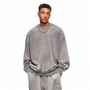 Sweat-shirts surdimensionnés brodés d'hiver pour hommes, style décontracté, épaules tombantes, coupe ample, OEM - Product Image 4