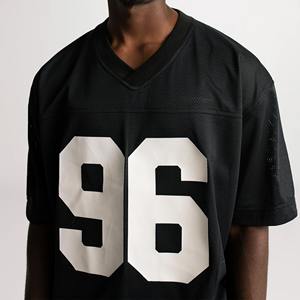 Camisetas de fútbol americano vintage personalizadas al por mayor, ropa de calle, jersey de diseño cuadrado de gran tamaño, mangas cortas y transpirables, talla grande - Product Image 5