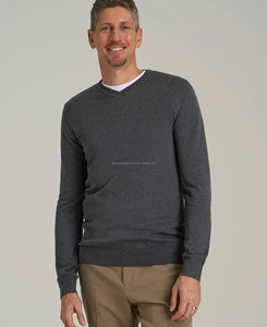 Sweat-shirt pour homme de qualité supérieure, col en V, coupe ajustée, 100% coton, respirant, bordure côtelée, motif uni, broderie numérique - Product Image 1