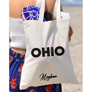 Sac fourre-tout en cuir véritable Ohio avec doublure en coton, motif drapeau de l'État, fermeture éclair - pour toutes les saisons - Product Image 4