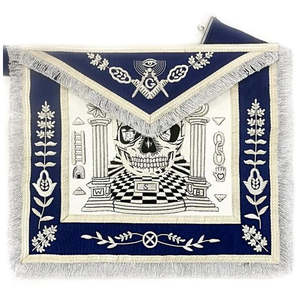 Tablier maçonnique pour maîtres maçons et collier en chaîne maçonnique argentée, régalia maçonnique, tablier de loge bleue - Product Image 4